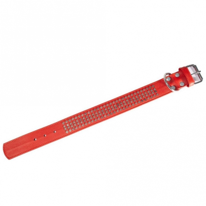 Karlie Vintage Halsband mit 4eck-Nieten 50mm - Rot