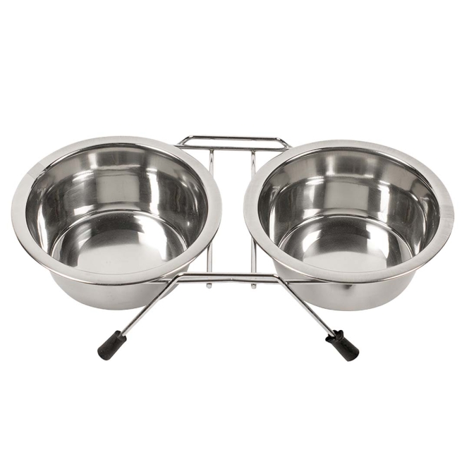 Duvoplus Edelstahl Doppel-Napfständer - 2x