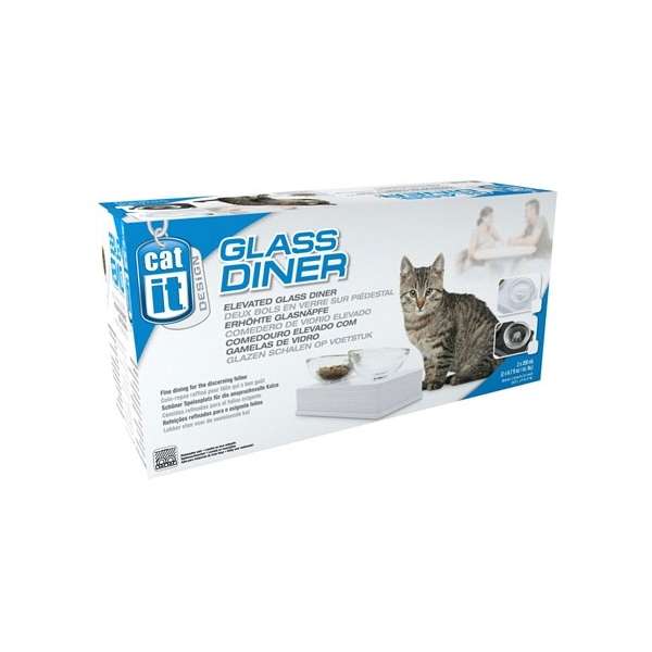 CATIT Style Glass Diner Doppelnapfständer - Weiß – Bild 2