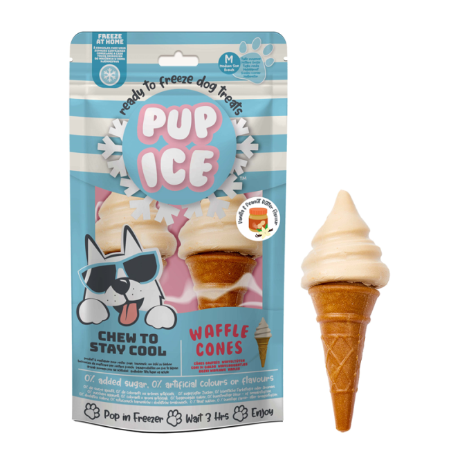 Pup Ice Waffle Cones Vanilla & Peanut Butter...